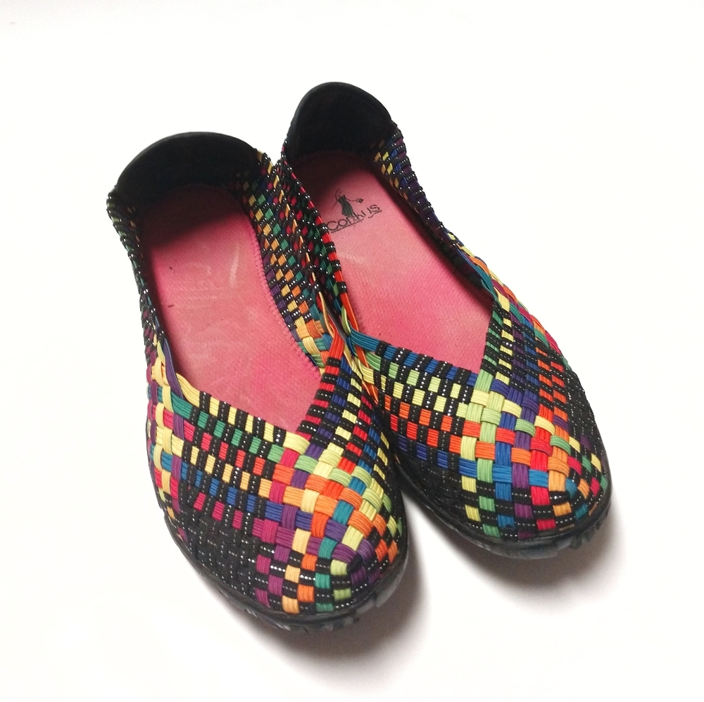 Corkys Women's Multi Colored Sidewalk Slip on Flat Shoes Size 8